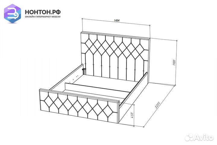 Кровать Мишель велюр бирюзовый