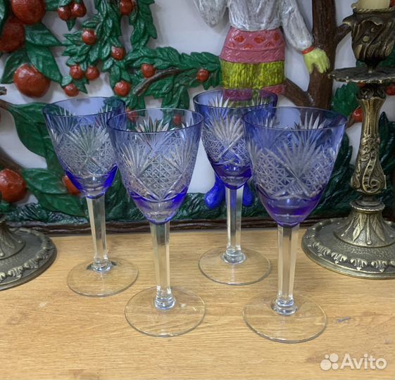 Рюмка хрусталь, кобальт. 4 шт