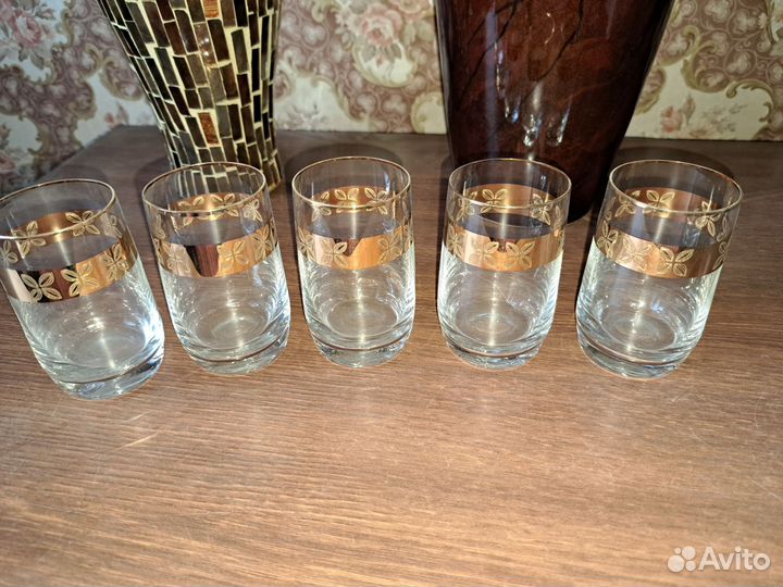 Рюмки bohemia 5 штук в наборе с золотом