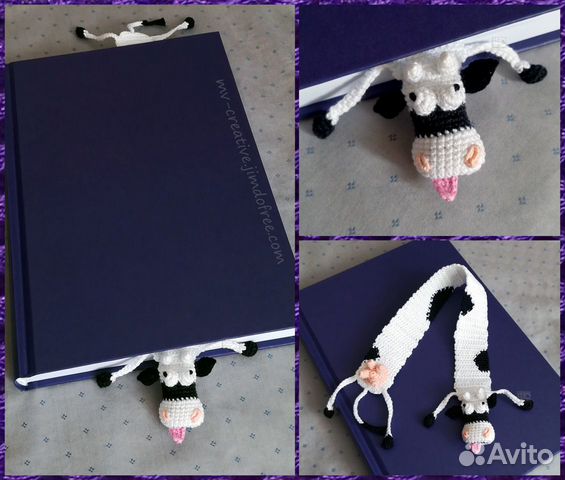 Книжная закладка ручной работы Корова Мумба