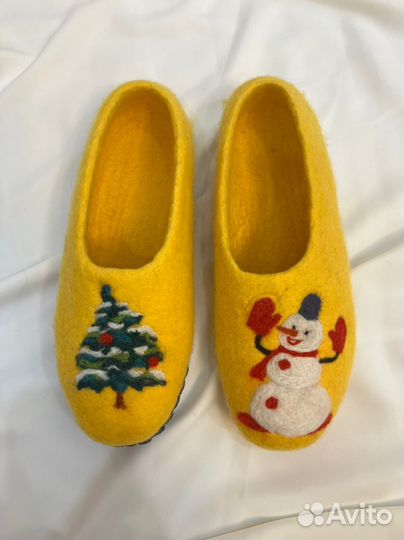 Тапочки из войлока ручной работы