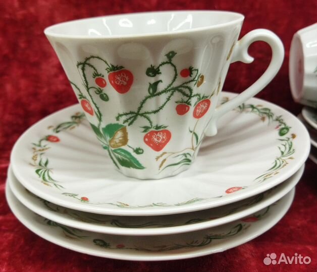 Чайная пара Лучистая Земляника лфз СССР