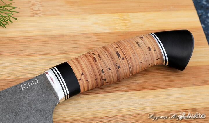Поварской нож № 12 сталь К340 береста черный граб