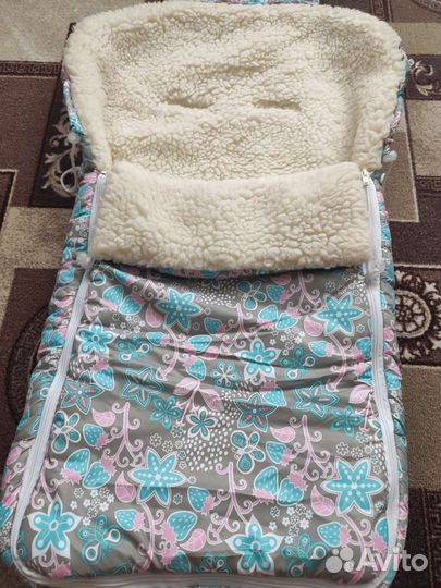 Зимний конверт в коляску на овчине