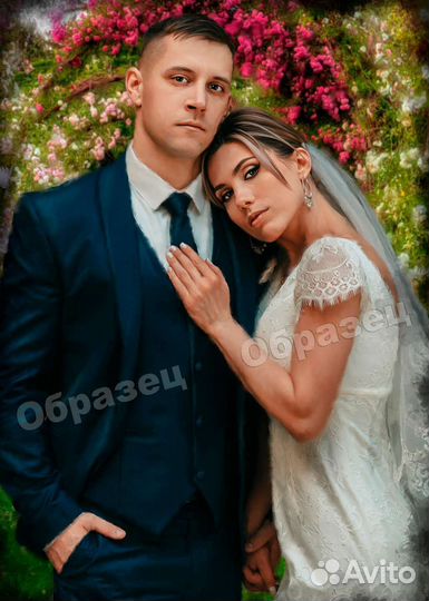 Портрет по фото на заказ подарок.Печать на холсте