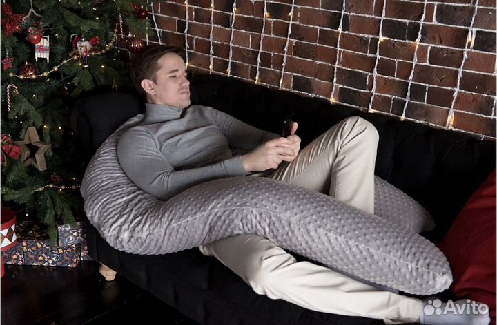 Подушка для беременных в форме U в плюшевом чехле