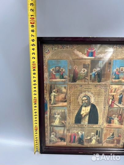 Икона Серафим Саровский с житием, большая