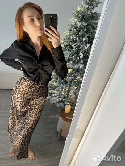 Юбка миди на разинке леопардовая