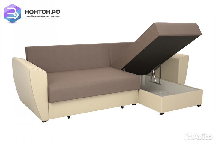 Диван угловой выкатной София светло-коричневый / б