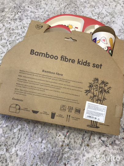 Набор детской посуды из бамбука