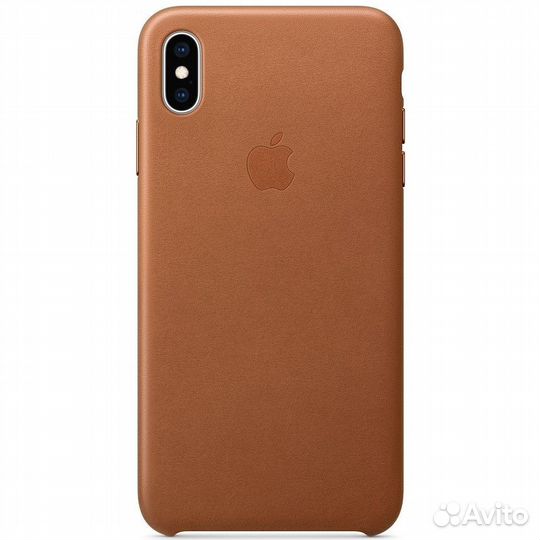 Кожаный чехол на iPhone XR коричневый