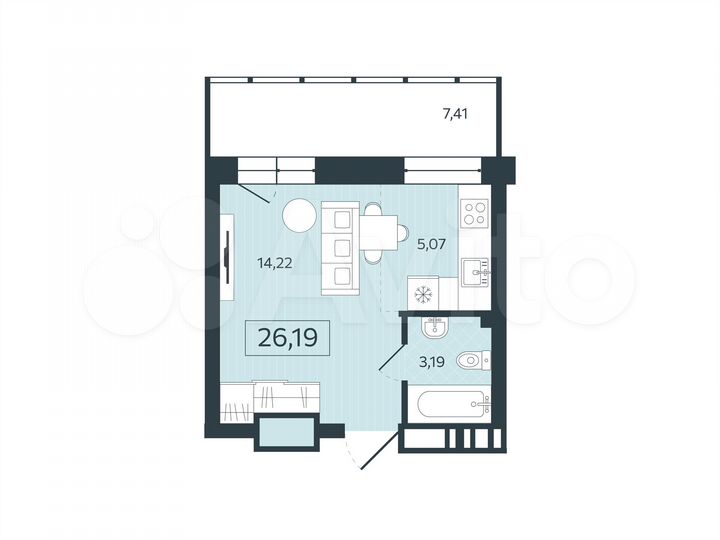 Квартира-студия, 26,2 м², 7/24 эт.