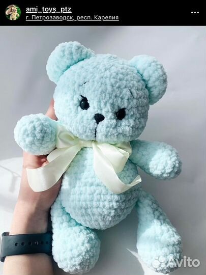 Вязаный медведь ручной работы