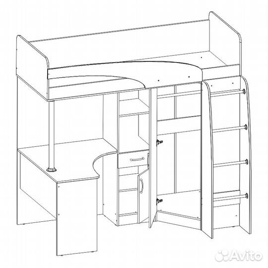Кровать-чердак Карамель 77-01 со столом