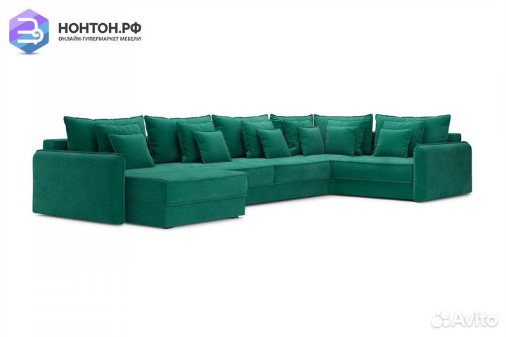 Диван п-образный тик-так Антей изумрудный