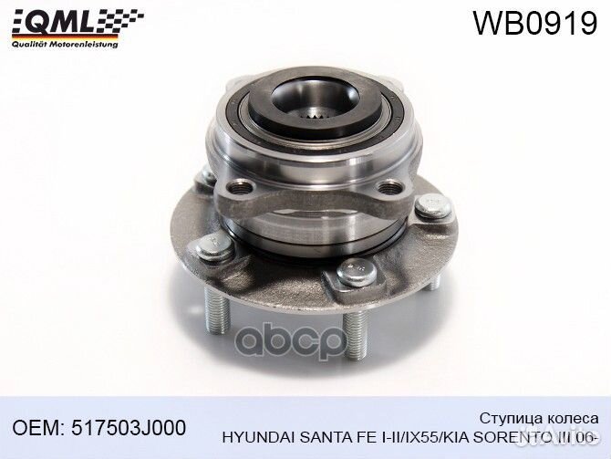 WB0919 Ступица колеса hyundai santa FE