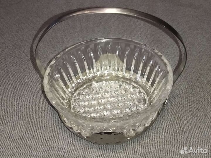 Конфетница хрустальная в мельхиоре. Прошлый век