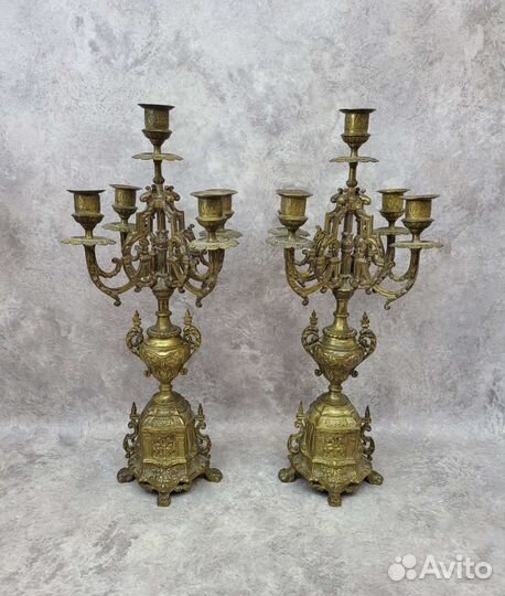 Пара бронзовых канделябров 19в