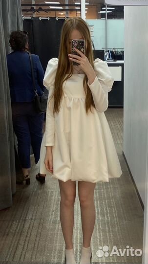 Платье белое мини s