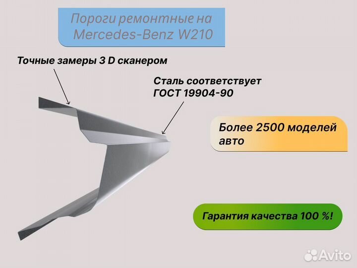 Пороги оцинкованные на Mercedes-Benz