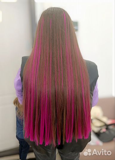 Наращивание цветных волос (волосы+работа)