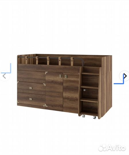 Кровать чердак со столом и шкафом