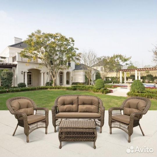 Плетеный комплект для отдыха LV-520BB Beige-Beige. Ротанг