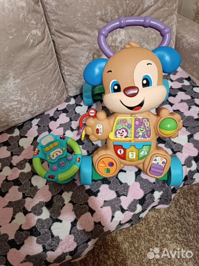 Каталка щенок fisher price, интерактивный руль