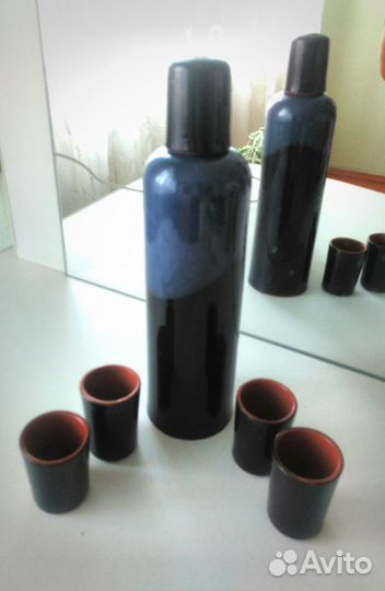 Графин из цветного хрусталя. Керамическая бутылка