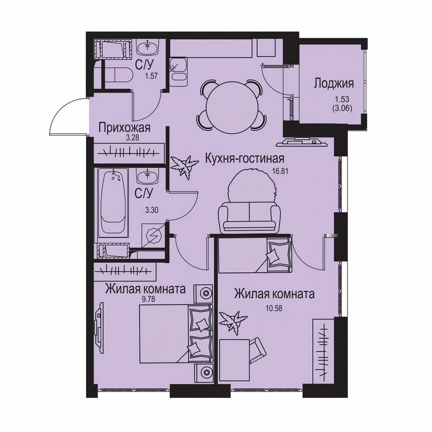 2-к. квартира, 46,9 м², 2/9 эт.