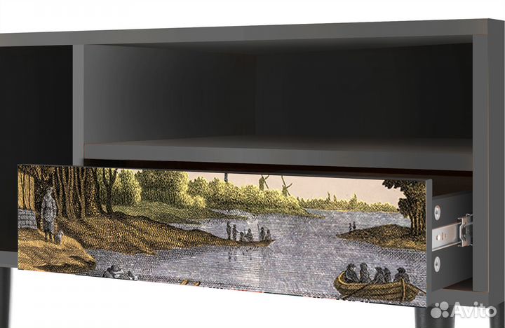 Тв-тумба T3 - Антрацит - Mill along a River