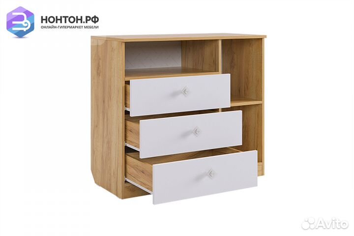 Комод Форсаж дуб крафт золотой / белый