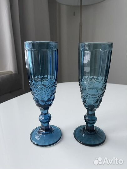 Бокалы для шампанского синие