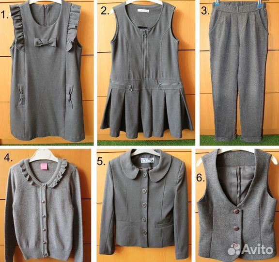 Школьная форма серая и блузки для девочки 122 128