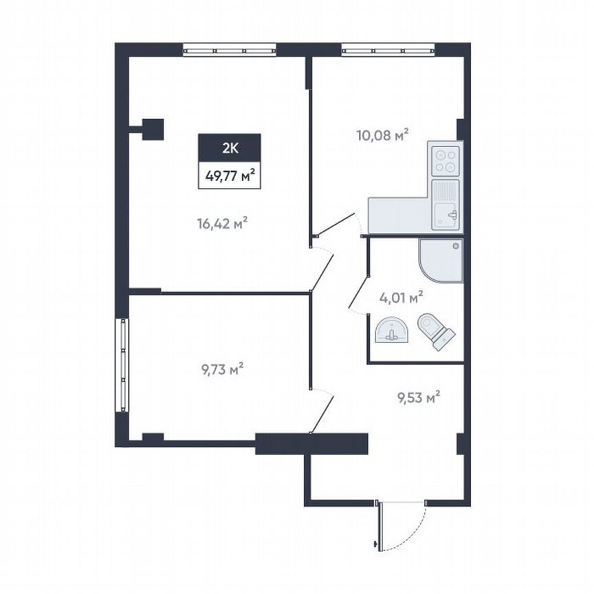 2-к. квартира, 49 м², 1/18 эт.