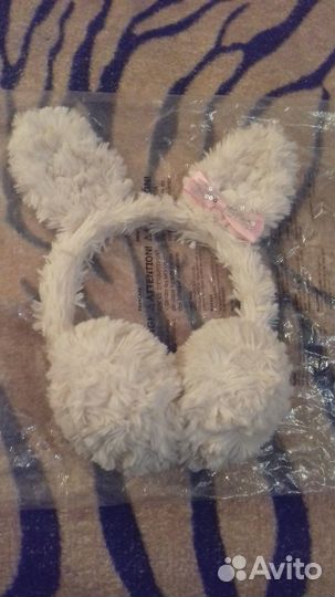 Меховые наушники с ушками на весну