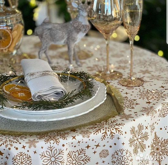 Скатерть новогодняя с водооталкивающей пропиткой