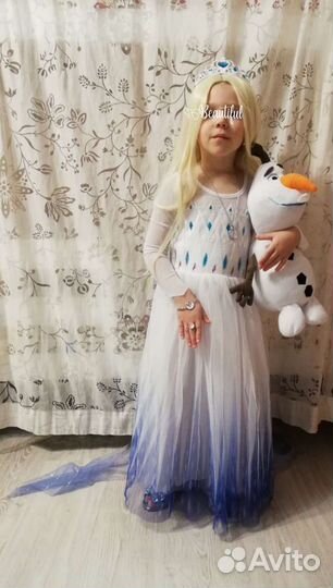 Белые платья Эльза 2, с пайетками, без пайеток, па