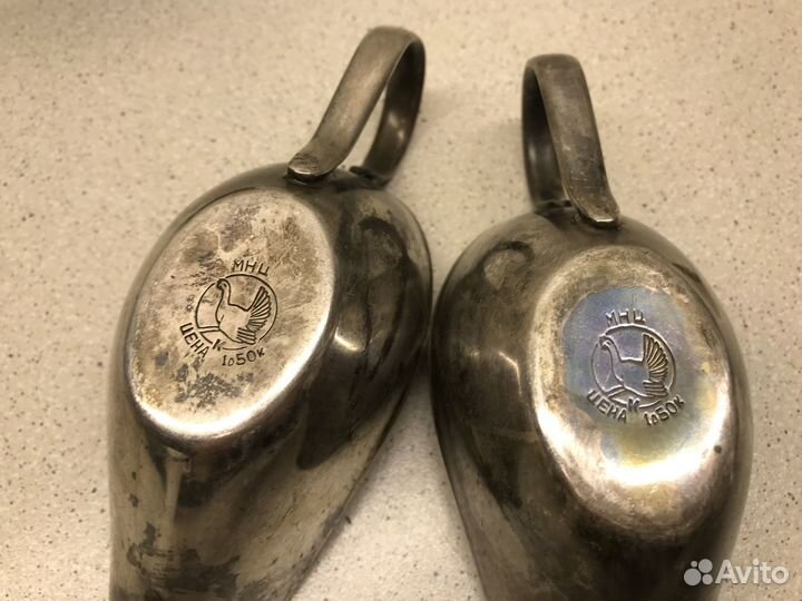 Мельхиоровые соусники, сахарница