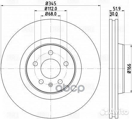 Диск тормозной для а/м Audi A4 (07) /A5 (07) /A