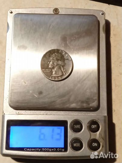 Серебряная монета quarter (25центов). Америка