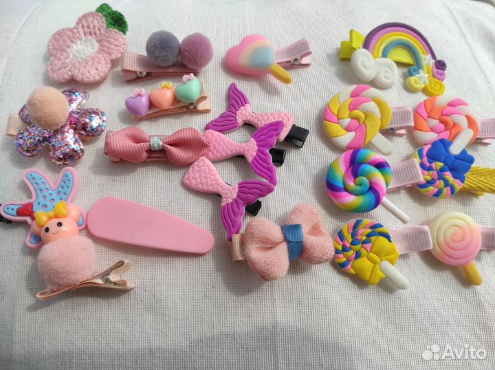 Заколки для девочек розовые набором