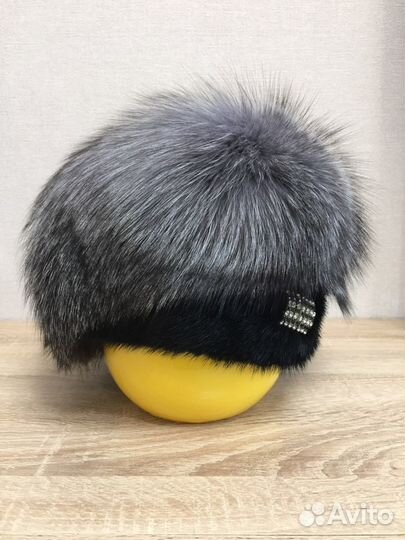 Шапка из норки с чернобуркой