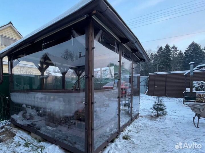 Мягкие окна для беседки, пвх пленка на отрез