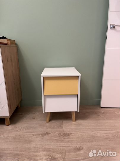 Тумба прикроватная белая/желтая