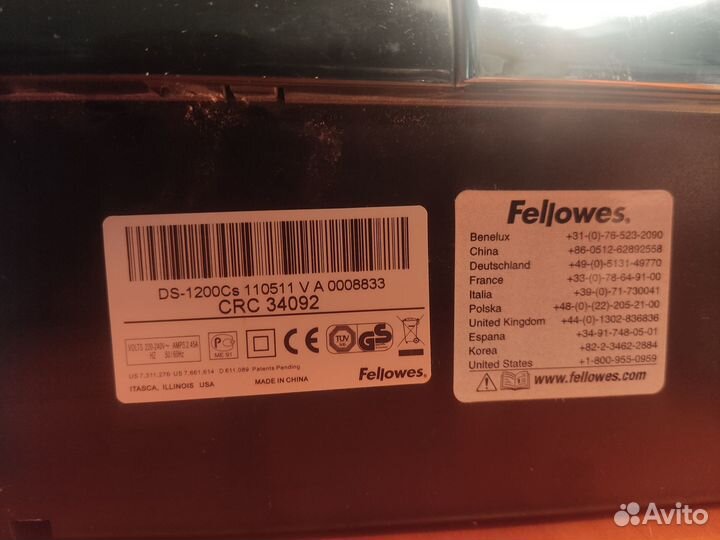 Шредер для бумаги fellowes DS1200Cs Crc34092 бу