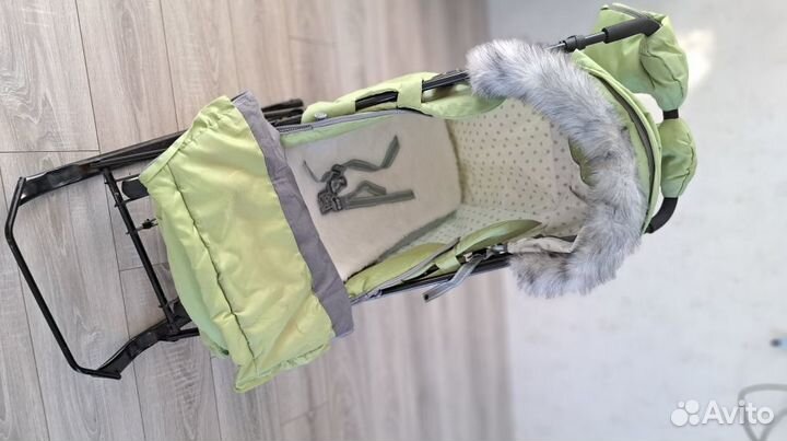 Санки-коляска Ника Детям 7-5S оливковый