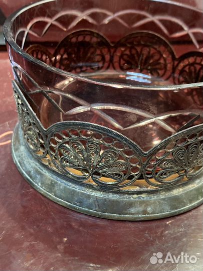 Конфетница стекло скань