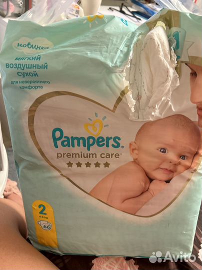 Pampers premium care 2 4 8 кг 66 шт