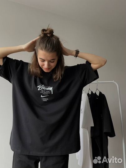 Футболка хлопковая nike х stussy чёрная